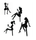 Girl's Birthday Cake Decoration Fashion Girls Shadow Cut Topper Gold Queen Beauty Cut Acrylic Topper for Cake Decor