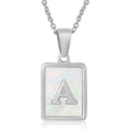 Popular 26 Stainless Steel Manual Polished Initial Letter Necklace for Girls With White Shell