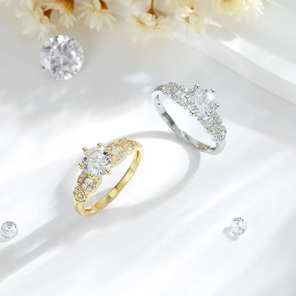 14K Zircon Ring Niche Personality High-End Jewelry Zircon Gold-Plated Color Ring Wholesale Hot Sale for Women Party Anniversary