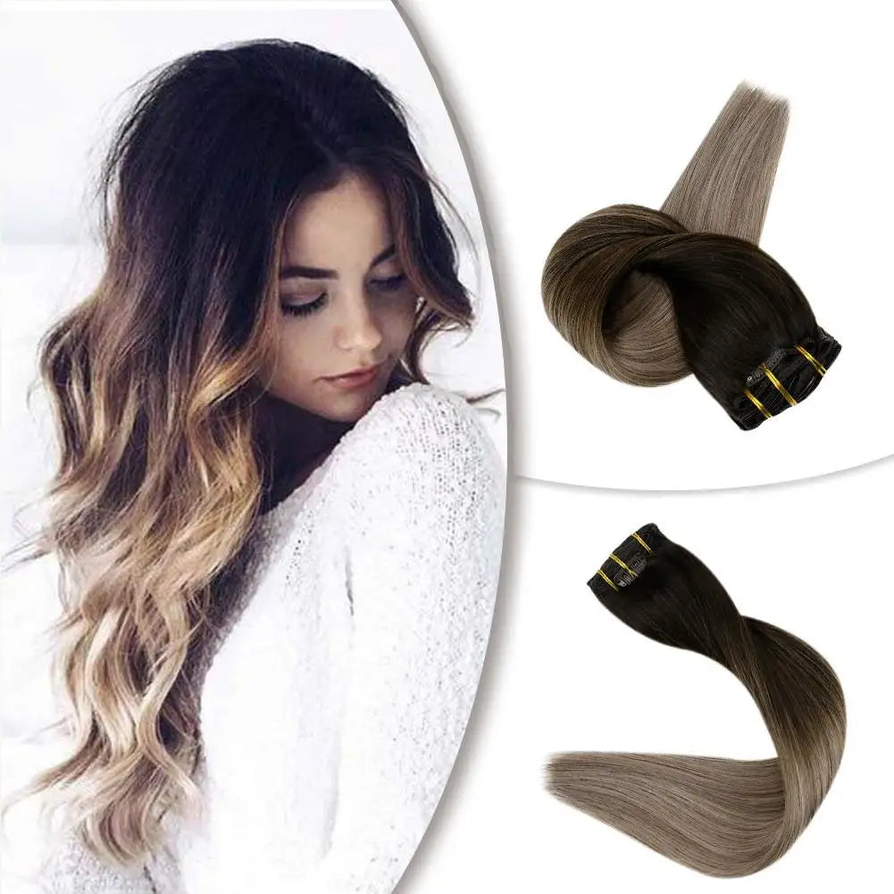 Unprocessed 220g Remy Cheap Double Drawn Clip in  Human Hair Extensions