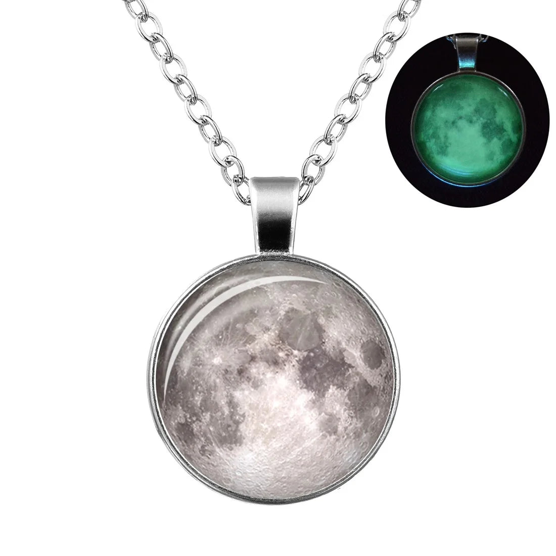 Women Moon Light Necklace Glow in the Dark Magical Fairy Necklace Girls Universe Luminous Pendent Necklace