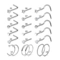 G C L Type 21pcs Piercings Jewelry Hoops Nose Studs Screw False Stainless Steel Nose Ring l Shape