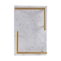 Hotel Bar Decorative Grey Marble Stone Gold Handle Vanity Jewellery Makeup Tray Gold Metal Perfume Tea Snack Cake Food Tray
