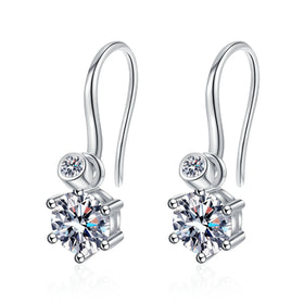 Wholesale Jewelry S925 Sterling Silver Pt950 Earrings Simple Fashion Luxury Round Brilliant Cut 4CT Moissanite Earring for Women
