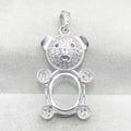 Sterling Silver 8*10mm Semi Mount Bear Pendant Frame Empty Support Blank Setting S925 Base Holder Without Center Stone for Inlay