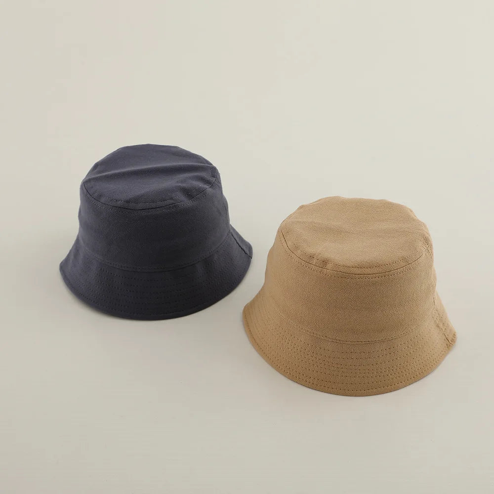 Spring and Autumn Solid Color Fisherman Hat Wide Brim Basin Hat Casual Outdoor Hat for Kids