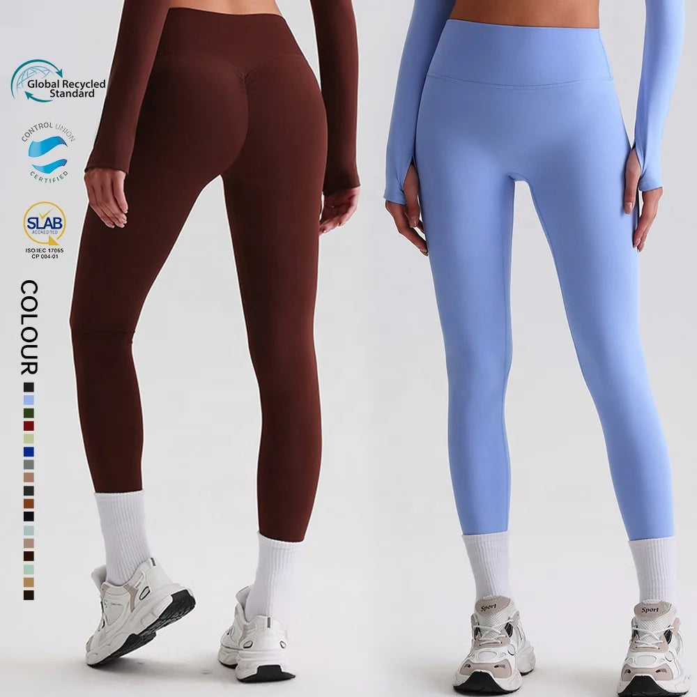 SHINBENE 25" Solid Pattern Recycled Polyester Workout Leggings for Women Hip Enhance Scrunch Gym Fitness Yoga Pants