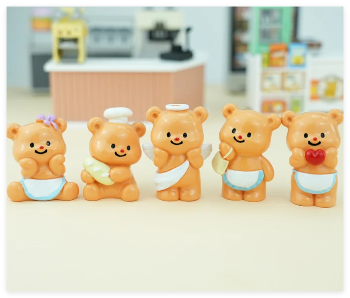 Minimalist Art Craft Modern Home Cute Sitting Bear 3d Mini Figurine Resin Decoration Small Figures for Snow Globe Diy Winter Toy