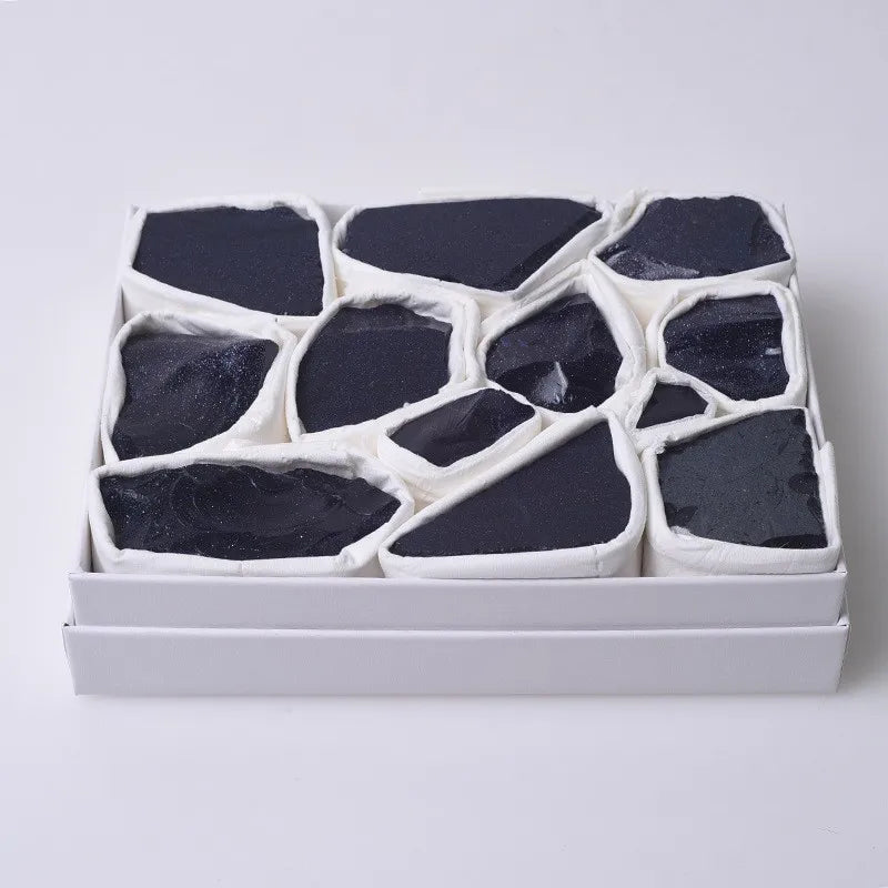 HZ Natural Quartz Raw Crystal Rock Healing Stone Bulk Mineral Specimen Blue Sand Stone Set Gift Box