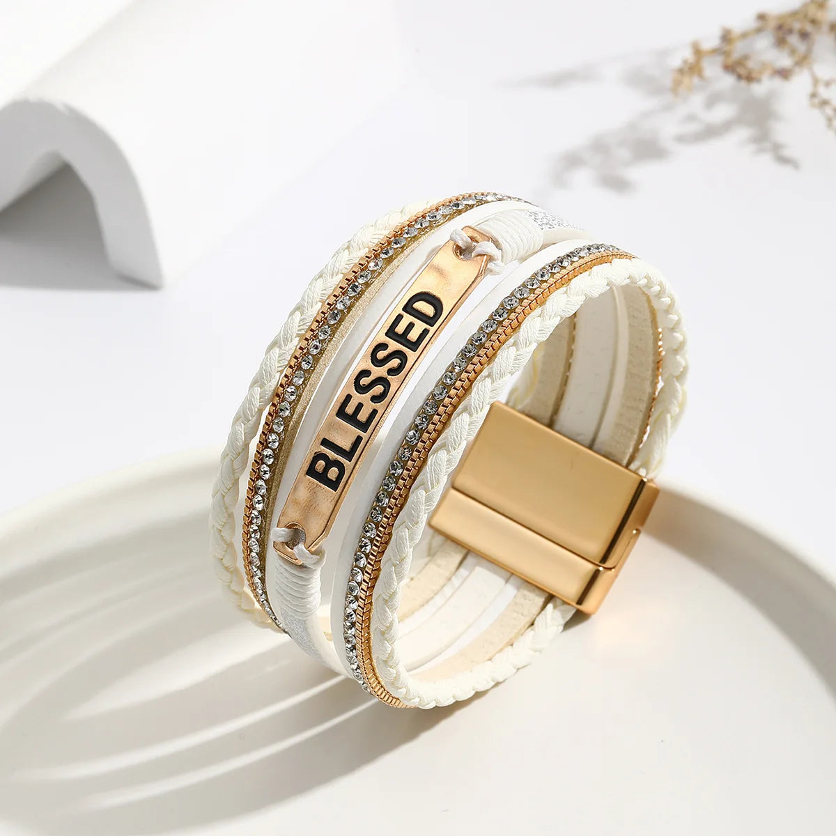 European and American Ethnic Multi-Layer Zircon Bracelet Hand-Woven Leather Bracelet Gifts for Women