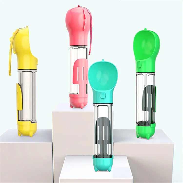 300ml/500ml 4 in 1 Outdoor Portable Pet Dog Water Bottle With Food Box Poop Shovel