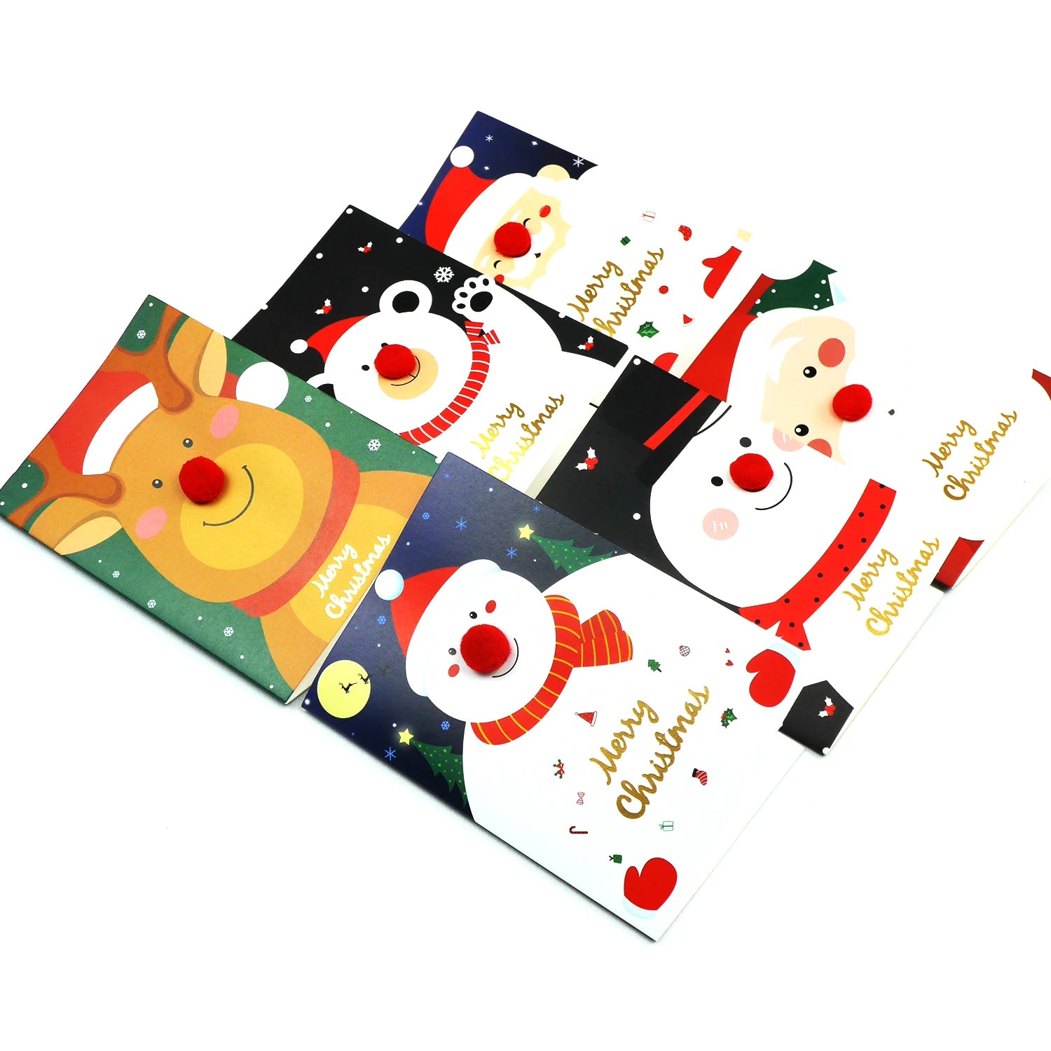 6 Piece Cute Animal Wintertime Greeting Cards Collection 6 Unique Festive Designs Offset Paper Envelopes Christmas Season
