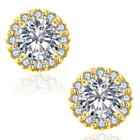 Moissanite Halo Earring Stud Women Men Iced Out Round Cut Diamond S925 Silver 14K Gold Plated VVS1 Diamond Fine Jewelry Earring