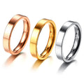 2025 New Classic Couple Ring Simple Glossy Stainless Steel Jewelry with Gold Plating Stainless Steel Main Material