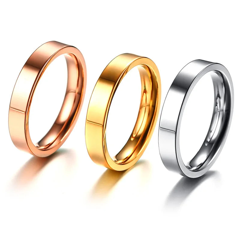 2025 New Classic Couple Ring Simple Glossy Stainless Steel Jewelry with Gold Plating Stainless Steel Main Material