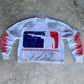YSJY Wholesale Streetwear Custom Oversize Graphic Print French Terry Double Layer Long Sleeve T Shirt for Men