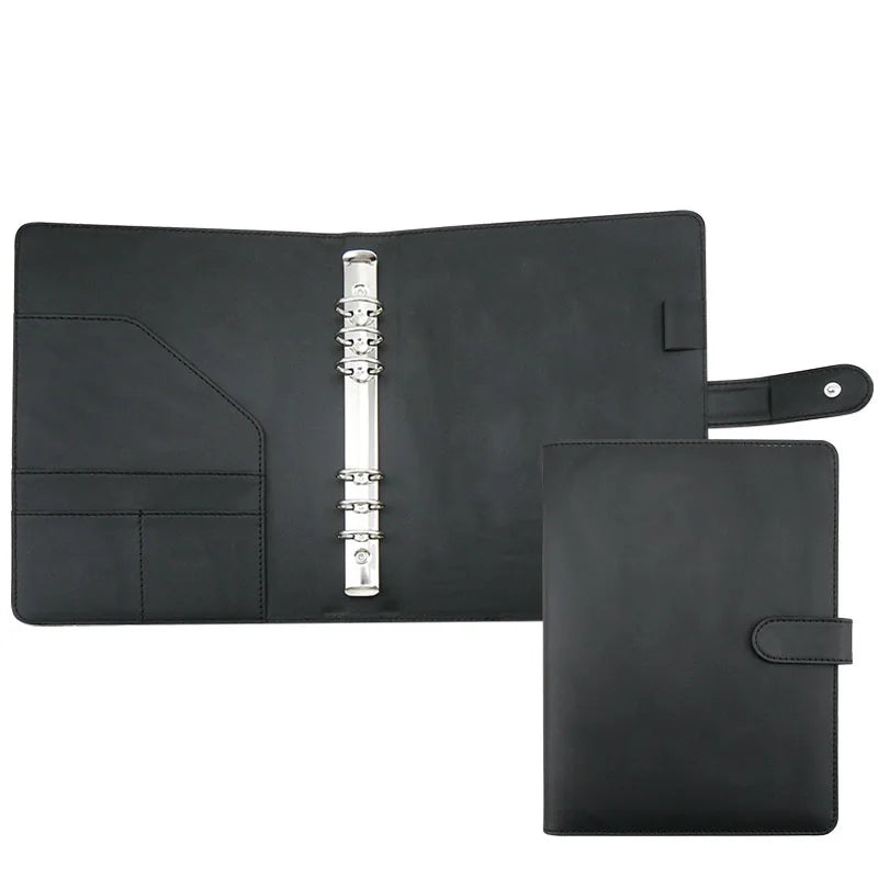 ModernQiu Custom Printed A5 Hard 6-Ring Binder Notebook WholePU Leather Business Folder Organizer Presentation Folder