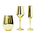 Wholesale Colored Goblets Vintage Luxury Water Goblet Glass Crystal Shiny Gold Color Water Wine Glass Set Champagne Wine Glasses