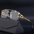 7547 Hot Sale Metal Large Frame Sunglasses Fashion Double Bridge Rimless Metal Sunglasses