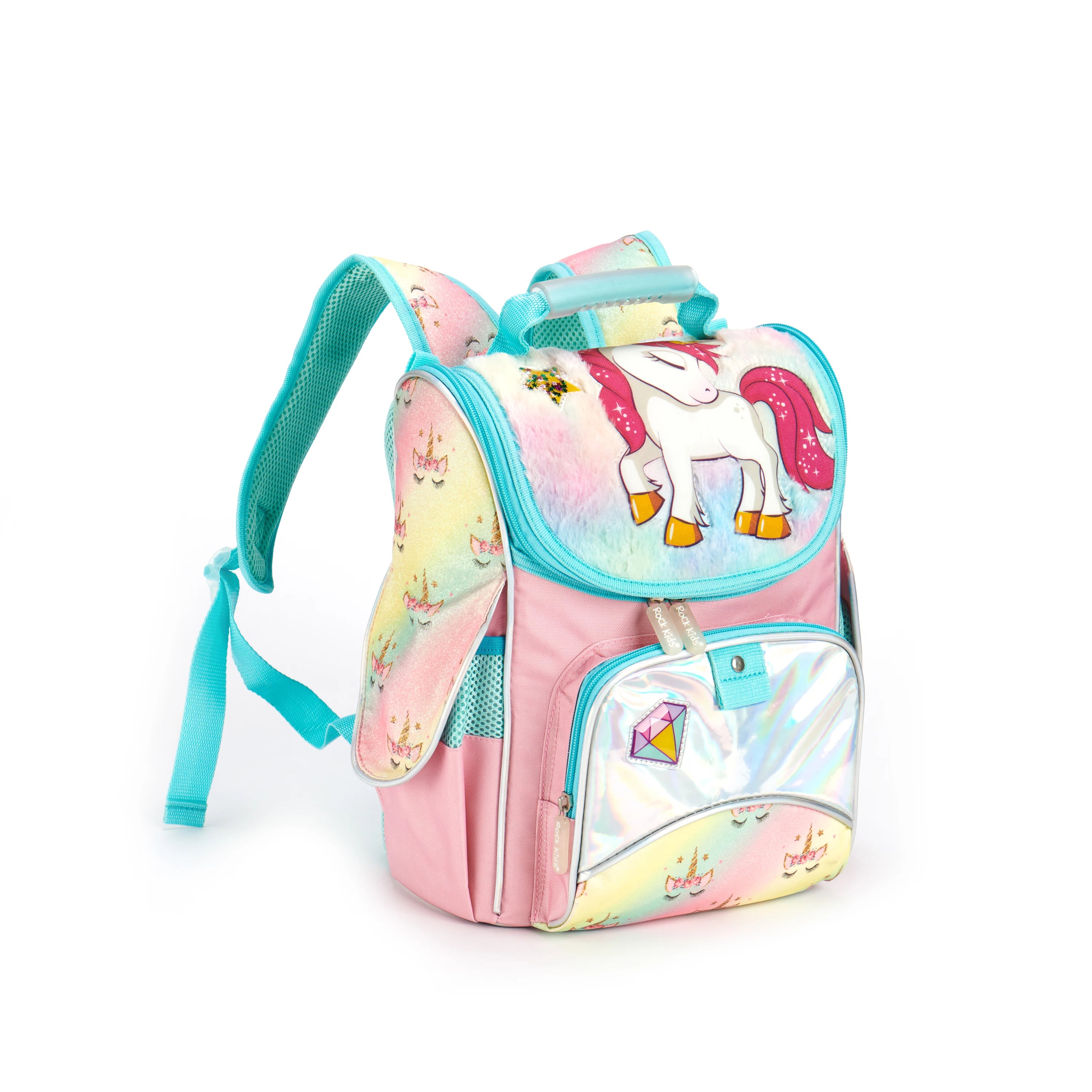 FSY Kids School Bags Student Backpack for Girls Custom Cartoon Plush Polyester Kindergarten Backpack Pink Ergonomic Design