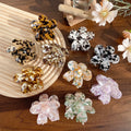 YHJ BSCI Factory Wholesale Acetate Looking PVC Hair Claw 7 CM Popular Flower Shaped Acetate Hair Claw Custom Hair Claw for Women