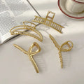 Hot Selling Solid Color Slender Hair Claw Classical Elegant Golden Metal Hair Claw Clip for Women Hair Holder Accessories