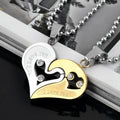 Couple Necklace Pendant Love Heart Puzzle Matching Two Halves Heart for Lovers Memorial Day Gift Paired Necklace