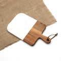Acacia Wood and Marble Cutting Cheese Board with Handle Rectangle Chopping Board Eco-Friendly Travel Accessory