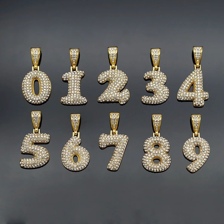 Fashion Jewelry Pendants Charms for Necklace New Design 316 Stainless Steel Full Drill Number Pendant for Fine Jewelry Making