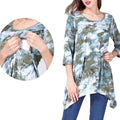 Logo Custom O-Neck Half Sleeve Maternity Cotton Dress Floral Pattern Breastfeeding Modest Dress Front Open Dress Women