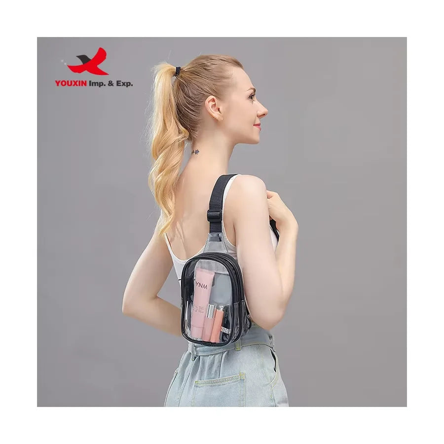 Dropshipping Fashion Toiletry Crossbody Bag Mini Clear Sling Bag Transparent Casual Shoulder PVC Waterproof Reversible Chest Bag