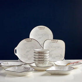 Factory Direct Sales Ceramic Dish Set Household New Light Luxury Simple Ceramic Tableware Set Combination Ceramic Bowl and Plate