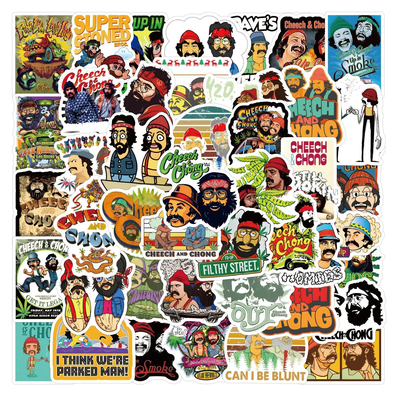 55PCS USA Comedy Bros Funny Cheech and Chong Sticker