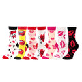 Wholesale Crazy Lip Heart Pattern Socks Women Unisex Novelty Valentine Cotton Crew Socks