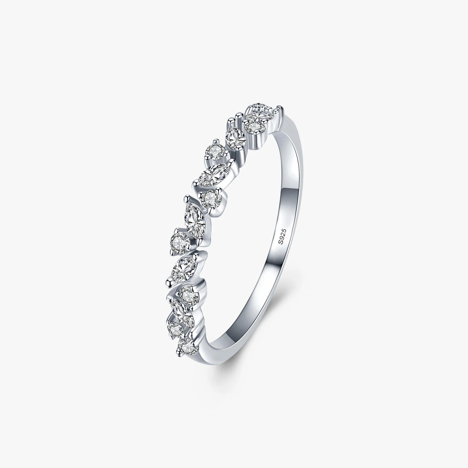 Simple Stackable Cubic Zirconia Finger Rings for Women Solid 925 Sterling Silver Exquisite Fine Ring Fashion Jewelry Gift