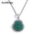 SP006 925 Sterling Silver Zircon Pendant Necklace with Rope Chain Hip Hop Style for Women & Men Party & Engagement Jewelry