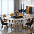 Luxury Living Room Furniture Gold Legs Round Dining Table Restaurant Round Rotating Dining Tables