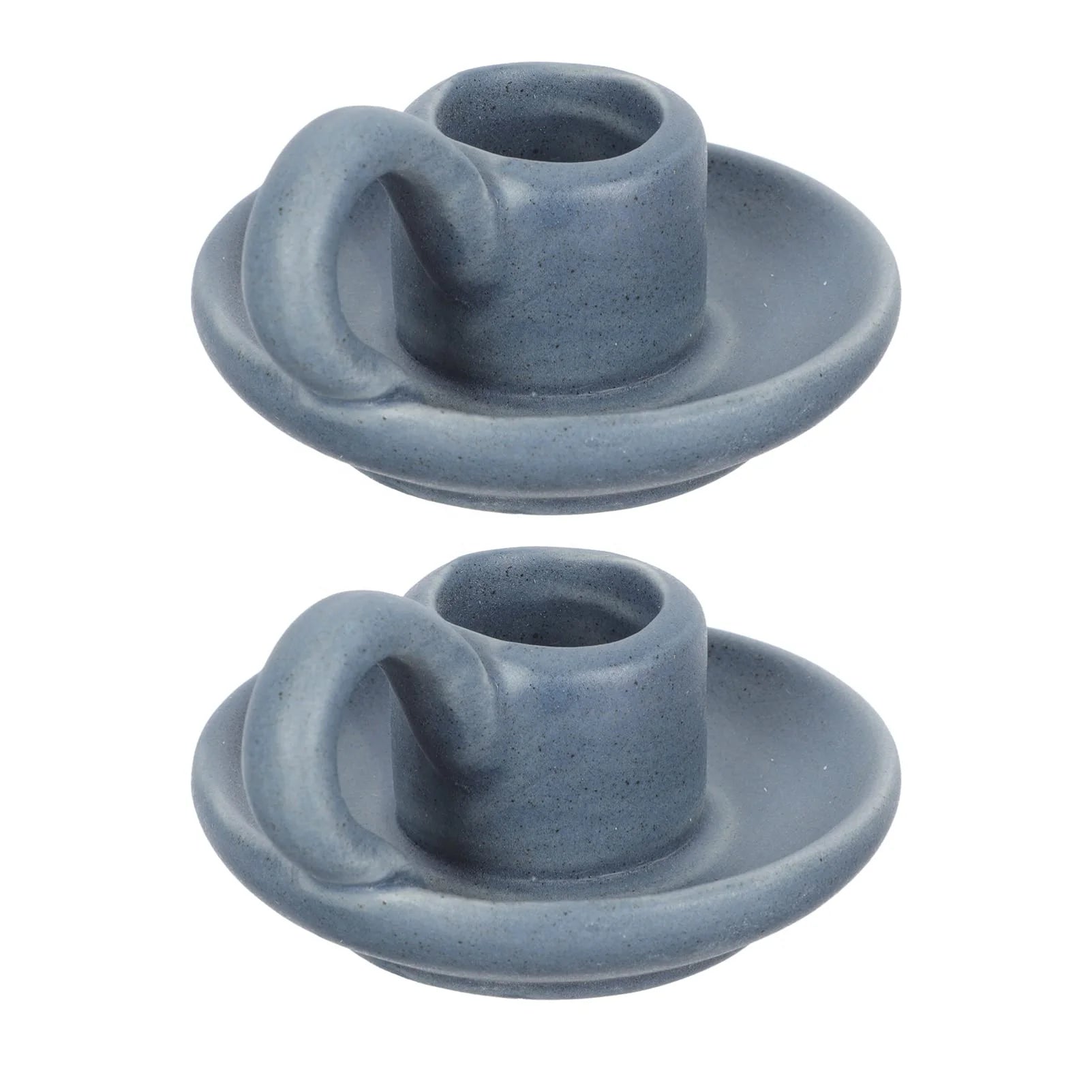 Bohemian Blue Base Exquisite Handmade Ceramic Candle Holder Handle Modern Home Decoration for Valentine's Day