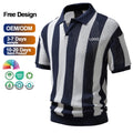 Custom Summer Lapel Mesh Shirt Hollow Short-sleeved Fishing Net Clothes Trend Men's Striped  Shirt European Size