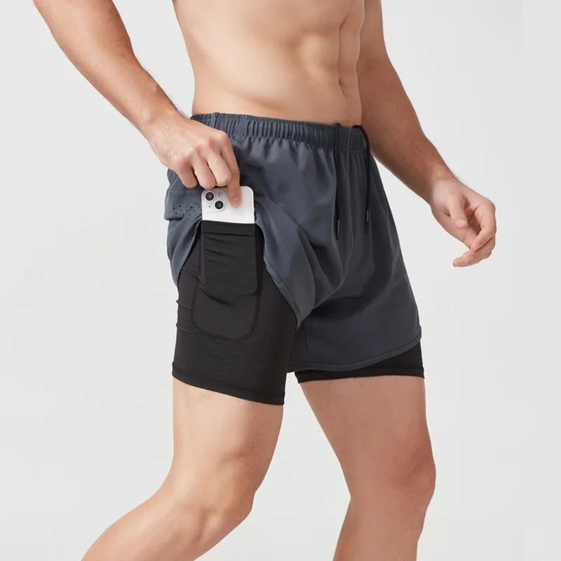 Men's & Women's Athletic Shorts Quick Dry Gym Workout with Elastic Waist Lightweight Sports Running Shorts Solid Pattern Pockets