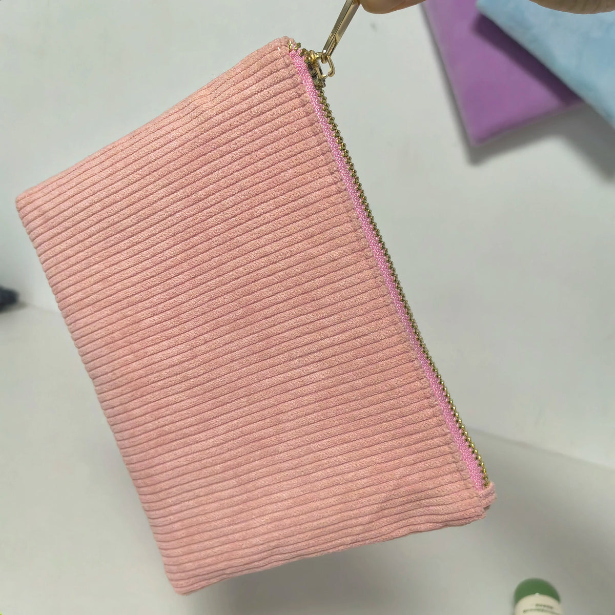 New Arrival Cute Small Travel Pouch Corduroy Makeup Case Bag Custom Logo Blended Plush Sublimation Pencil Makeup Bag