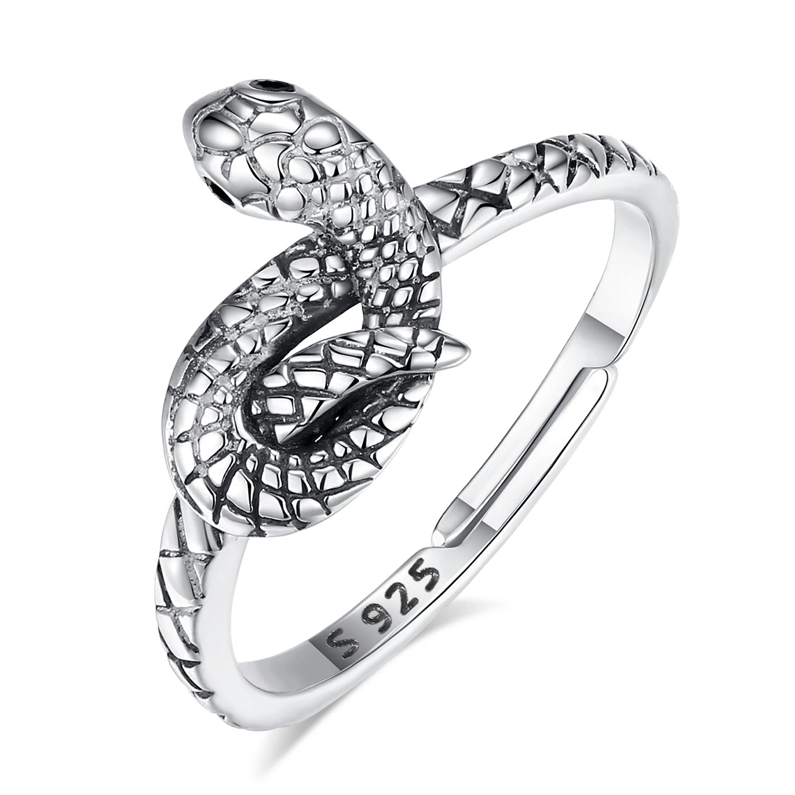 Merryshine 925 Sterling Silver Punk Gothic Jewelry Anillo Plata 925 Beautiful Uroborus Snake Stacking Ring for Man