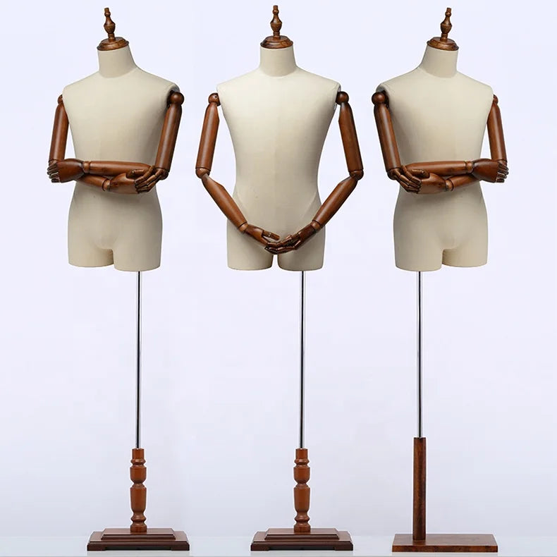 Clothing Store Solid Wood Arm Full Body Model Props High-end Men's Window Simulation Mannequin Shelf
