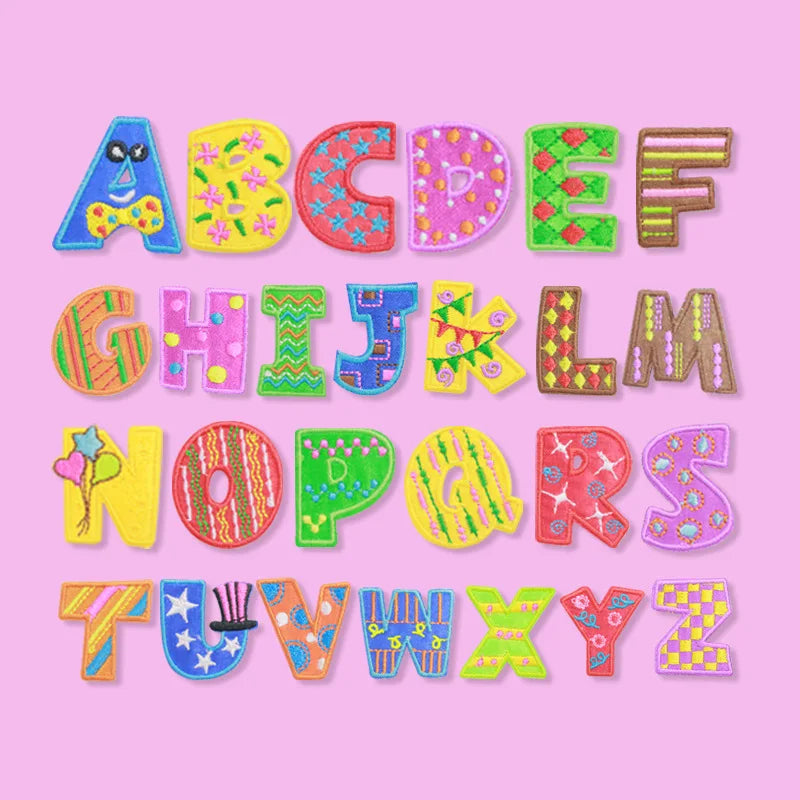 Iron on Small Size 3CM Cute Colorful Twill Embroidery Letter Patch for Kid Clothes Bag Decoration