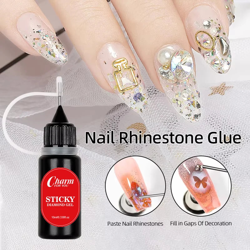 Professional Strong Adhesive Nail Rhinestone Glue UV Gel Polish Stick with Diamond for Gap Filling Super Effective