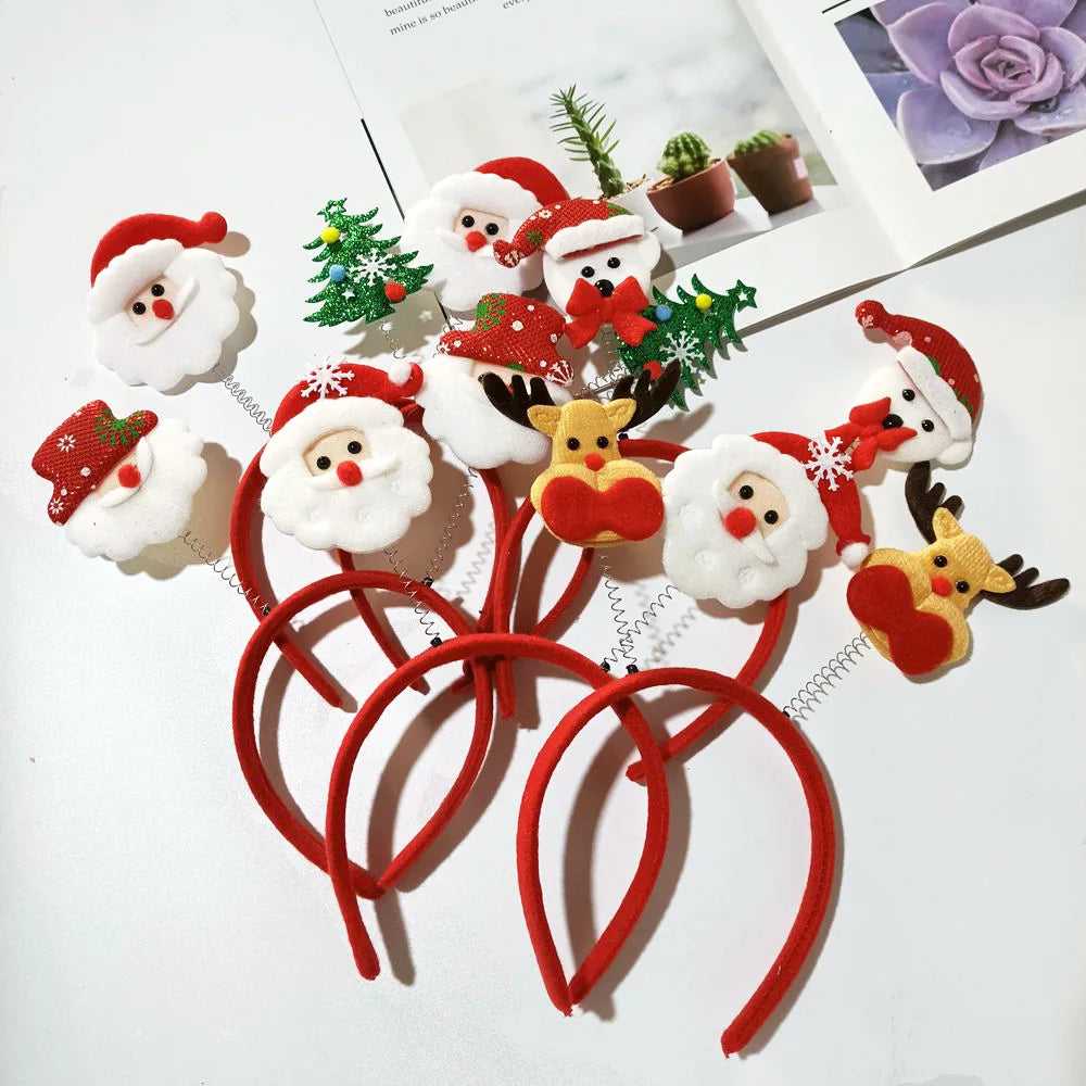 Christmas Fabric Headbands Santa Tree 2025 Snowman Reindeer Bear Headwear New Year for Holiday Party Kids Adult