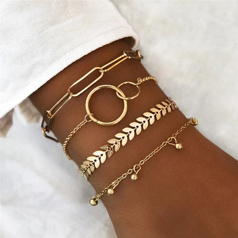 High Quality Fashion Gold Color Metal Bracelet Punk Vintage Bangles Bracelets for Women