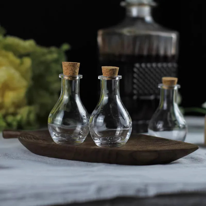 Mini 50ml Perfume Trial Dispenser Transparent Refillable Glass Bottle Big Belly Unique Table Decor Packaging Bottle with Cork