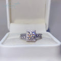 Silver 925 Original 1 Carat Brilliant Cut Diamond Test Past D Color Moissanite Square Shape Ring for Wedding Gemstone Jewelry