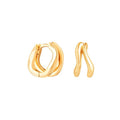 LOZRUNVE Metal Design Simple Small Double Wave Huggie Hoop Earring Sterling Silver 925
